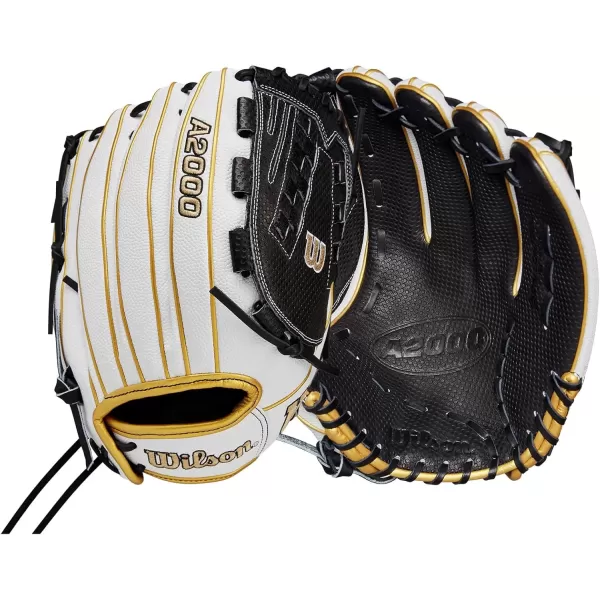 imageWilson A2000 Outfield Fastpitch Gloves  125quotWhiteBlackYellow