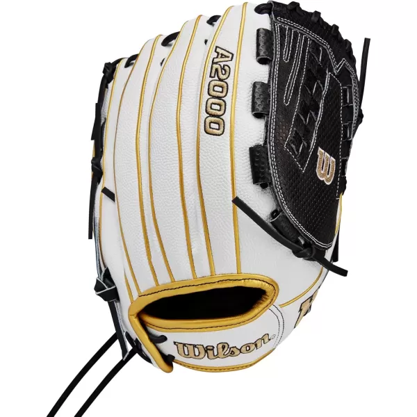 imageWilson A2000 Outfield Fastpitch Gloves  125quotWhiteBlackYellow