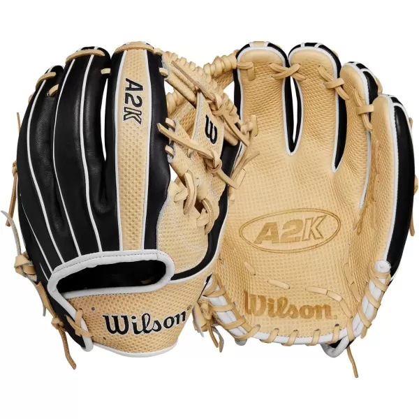 imageWilson A2K Infield Baseball Gloves  115quot 1175quot and 12quot Right Hand ThrowBlackBlondeWhite