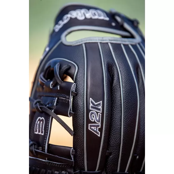 imageWilson A2K Infield Baseball Gloves  115quot 1175quot and 12quot Right Hand ThrowBlackGrey