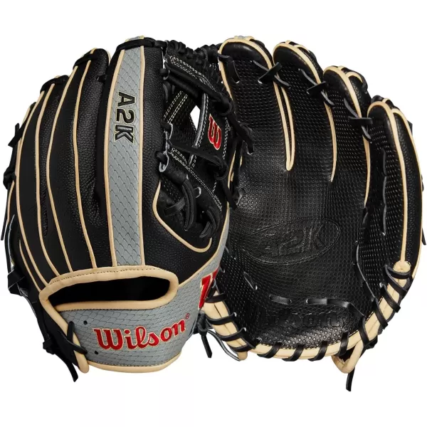 imageWilson A2K Infield Baseball Gloves  115quot 1175quot and 12quot Right Hand ThrowBlackGreyRed