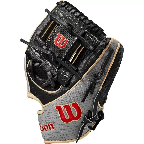 imageWilson A2K Infield Baseball Gloves  115quot 1175quot and 12quot Right Hand ThrowBlackGreyRed