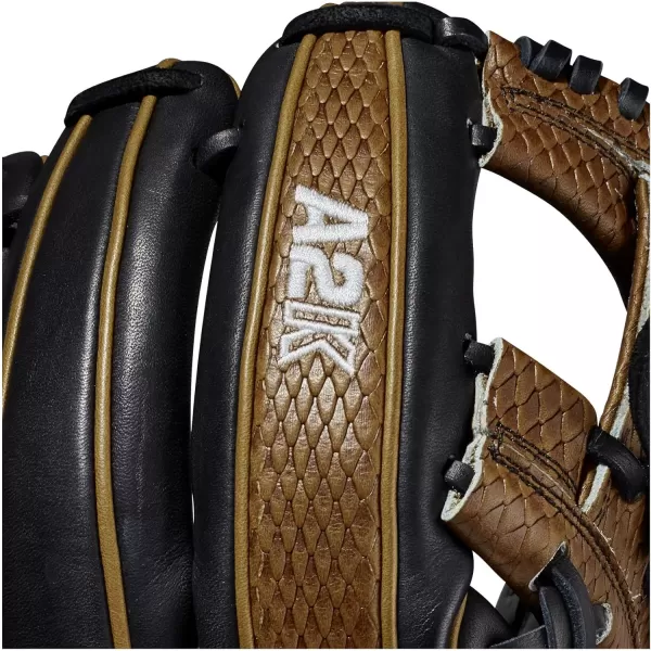 imageWilson A2K Infield Baseball Gloves  115quot 1175quot and 12quot Right Hand ThrowBlackSaddle Tan