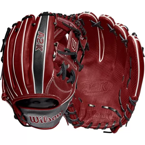 imageWilson A2K Infield Baseball Gloves  115quot 1175quot and 12quot Right Hand ThrowBrick RedGunmetal