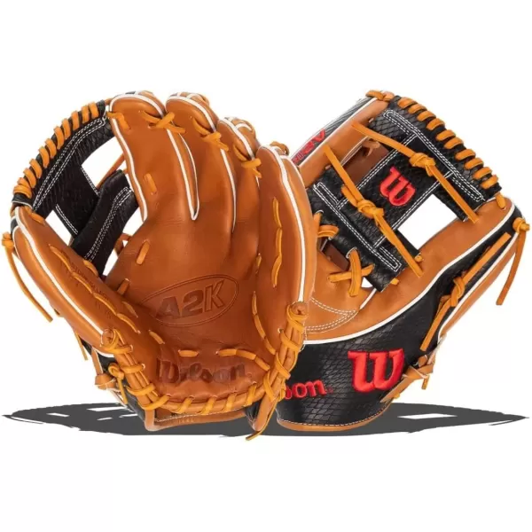 imageWilson A2K Infield Baseball Gloves  115quot 1175quot and 12quot Right Hand ThrowSaddle TanBlack