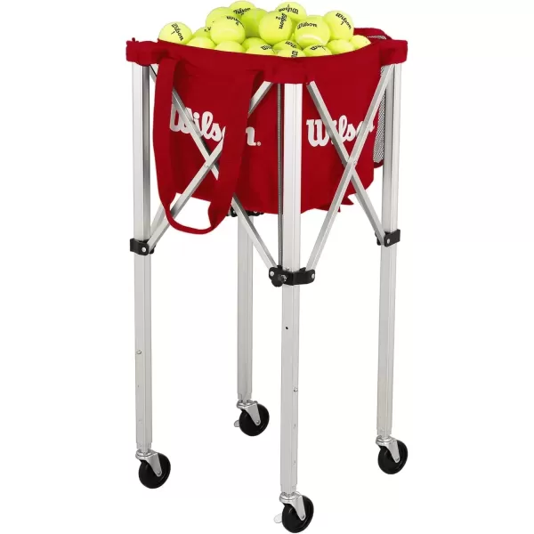 imageWilson Teaching Cart Traveler with Red Bag Holds 150 Tennis Balls Zippered Top Foldable Cart 39 x 94 x 196 in