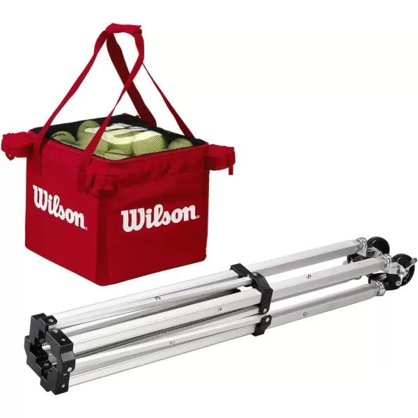 imageWilson Teaching Cart Traveler with Red Bag Holds 150 Tennis Balls Zippered Top Foldable Cart 39 x 94 x 196 in