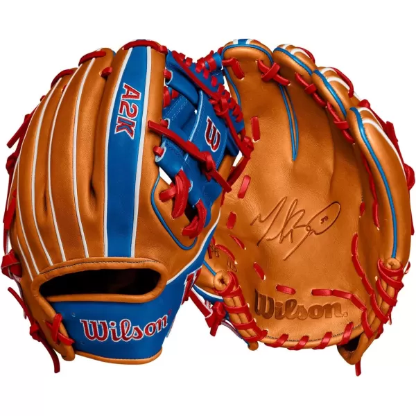 imageWILSON A2K Infield Baseball GlovesSaddle TanRoyalRed