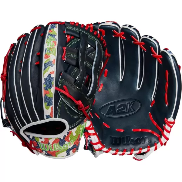 imageWILSON A2K Outfield Baseball GlovesNavyRedNeon Green