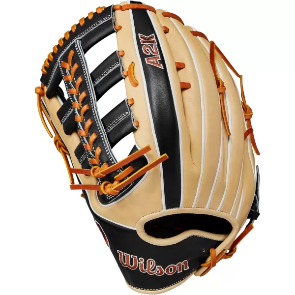 imageWilson A2K Outfield Baseball Gloves  1275quotBlondeBlackSaddle Tan