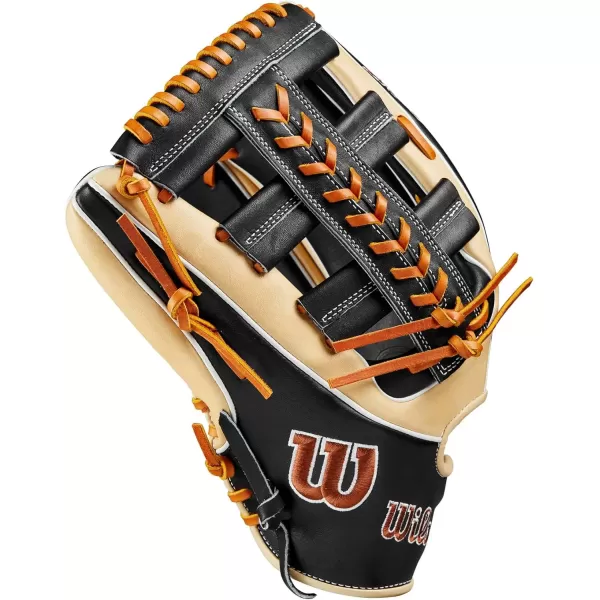 imageWilson A2K Outfield Baseball Gloves  1275quotBlondeBlackSaddle Tan