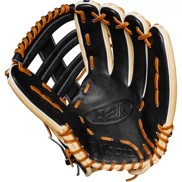 imageWilson A2K Outfield Baseball Gloves  1275quotBlondeBlackSaddle Tan