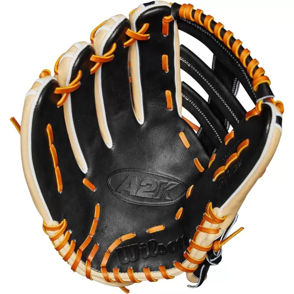 imageWilson A2K Outfield Baseball Gloves  1275quotBlondeBlackSaddle Tan