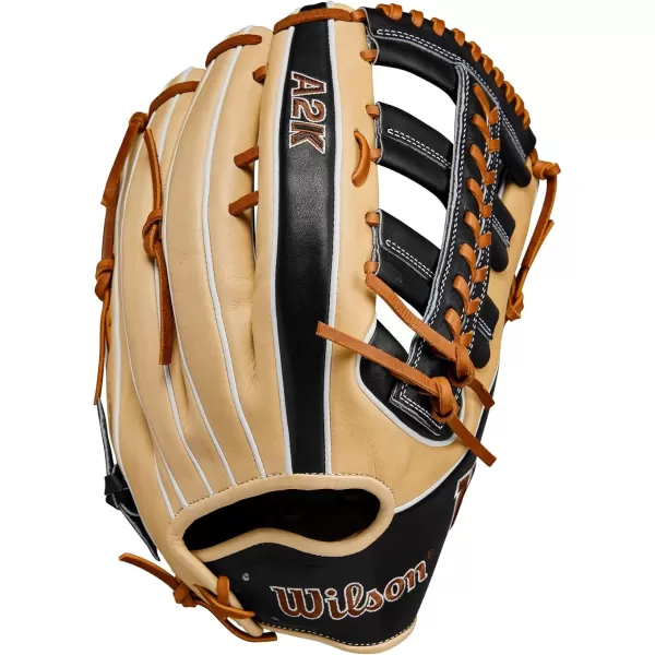 imageWilson A2K Outfield Baseball Gloves  1275quotBlondeBlackSaddle Tan