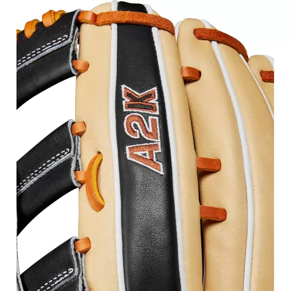 imageWilson A2K Outfield Baseball Gloves  1275quotBlondeBlackSaddle Tan