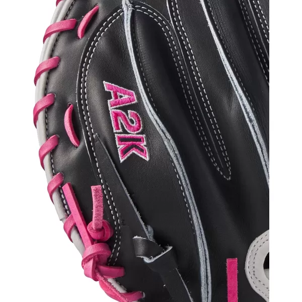 imageWilson Fall 2024 A2K M23 335 Baseball Catchers Mitt  Right Hand Throw NavyFlamingo