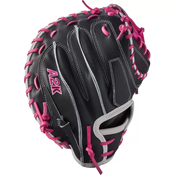 imageWilson Fall 2024 A2K M23 335 Baseball Catchers Mitt  Right Hand Throw NavyFlamingo