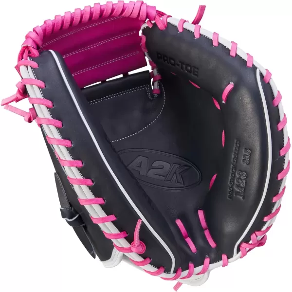 imageWilson Fall 2024 A2K M23 335 Baseball Catchers Mitt  Right Hand Throw NavyFlamingo