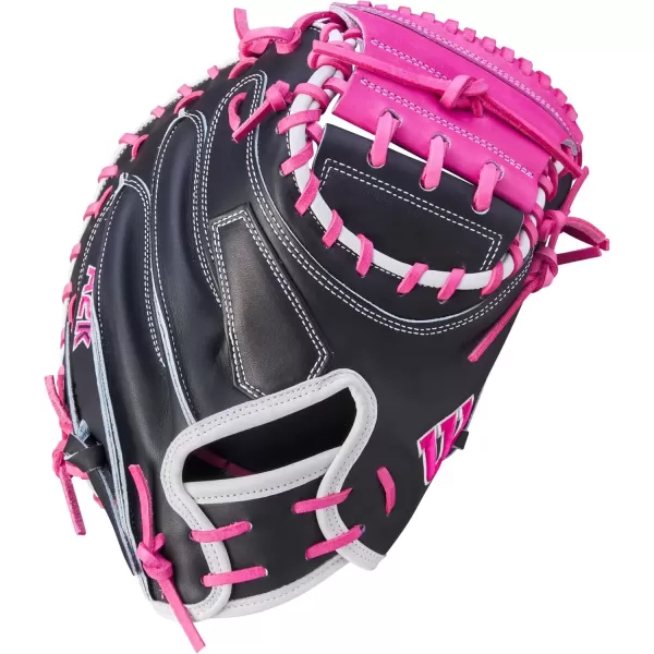 imageWilson Fall 2024 A2K M23 335 Baseball Catchers Mitt  Right Hand Throw NavyFlamingo