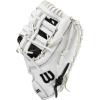 imageWILSON 2024 A1000 1620 125 Fastpitch Softball First Base Mitt  BlackWhiteSilverLeft Hand Throw