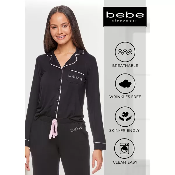 imagebebe Womens Pajama Sets  PJ Set for Women  Pajamas for Women Logo  Long Sleeve Pajama Set for WomenBlack