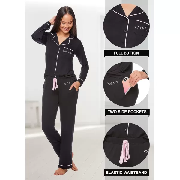 imagebebe Womens Pajama Sets  PJ Set for Women  Pajamas for Women Logo  Long Sleeve Pajama Set for WomenBlack