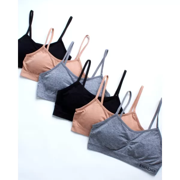 imagebebe Girls Training Bra  6 Pack Seamless Cami Bralette Removable Pads SLBlack