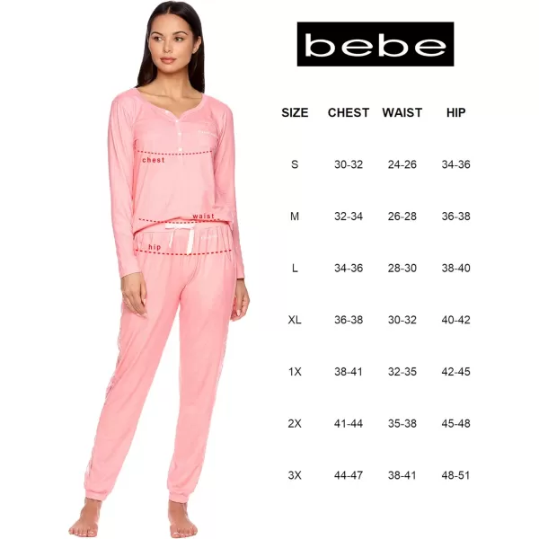 imagebebe Womens Pajama Set with Pockets  Long Sleeve Shirt and Pajama Pants Pj SetCoral Heather