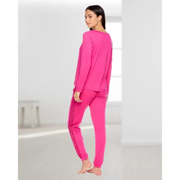 imagebebe Womens Pajama Set with Pockets  Long Sleeve Shirt and Pajama Pants Pj SetFuchsia