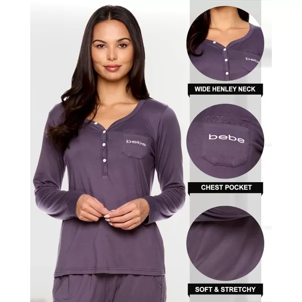 imagebebe Womens Pajama Set with Pockets  Long Sleeve Shirt and Pajama Pants Pj SetMidnight Lavender