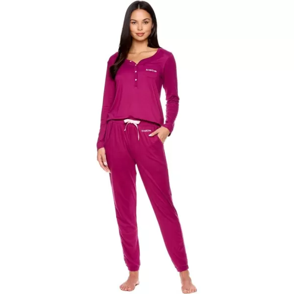 imagebebe Womens Pajama Set with Pockets  Long Sleeve Shirt and Pajama Pants Pj SetBerry