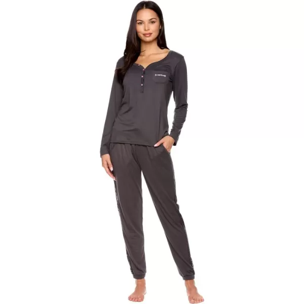 imagebebe Womens Pajama Set with Pockets  Long Sleeve Shirt and Pajama Pants Pj SetCharcoal