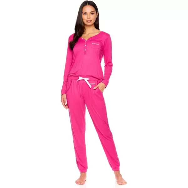 imagebebe Womens Pajama Set with Pockets  Long Sleeve Shirt and Pajama Pants Pj SetFuchsia