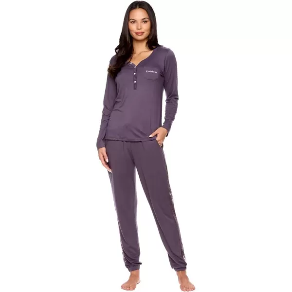 imagebebe Womens Pajama Set with Pockets  Long Sleeve Shirt and Pajama Pants Pj SetMidnight Lavender