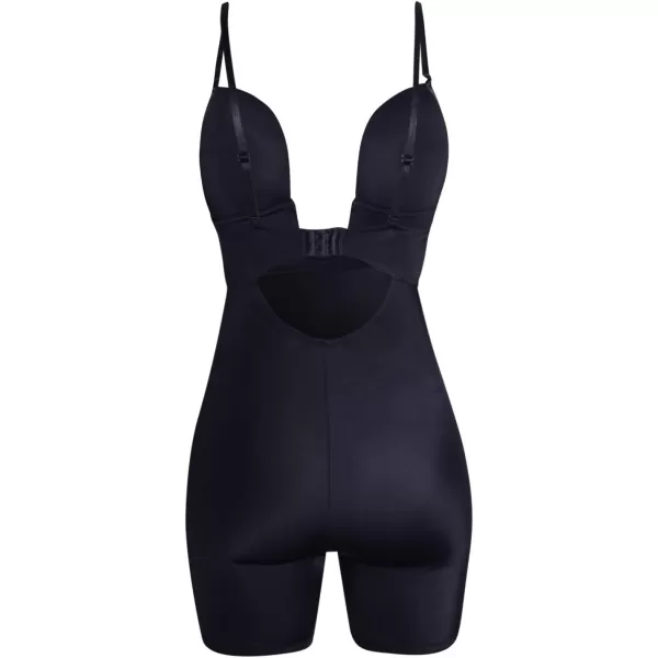 imagebebe Womens Seamless Bodysuit Shapewear  Stretch Microfiber U Plunge Mid Thigh Body Shaper for Women  Full Body ShapewearBlack