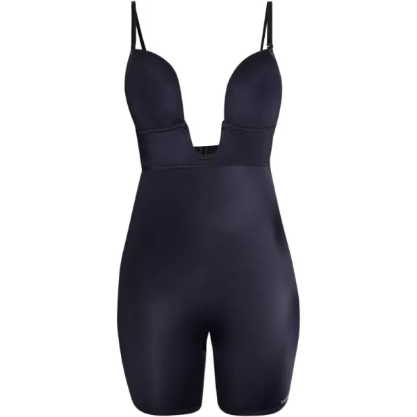 imagebebe Womens Seamless Bodysuit Shapewear  Stretch Microfiber U Plunge Mid Thigh Body Shaper for Women  Full Body ShapewearBlack