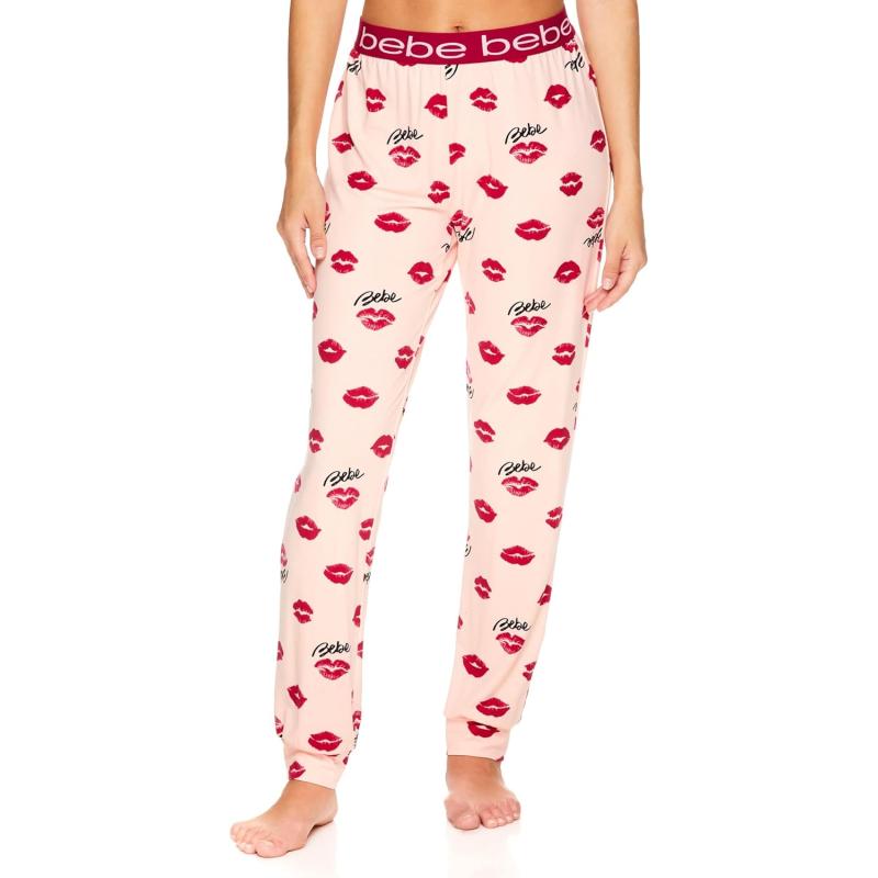 imagebebe Womens Skinny Jogger Pants Lounge Sleepwear Pajama BottomsLight Pink1