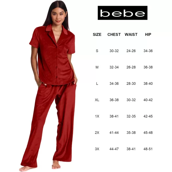 imagebebe Debossed Velour Pajamas for Women Pink or Red Pajama Set Velour Set for Lounge and Sleep Mom Gifts and Ladies GiftsCrimson