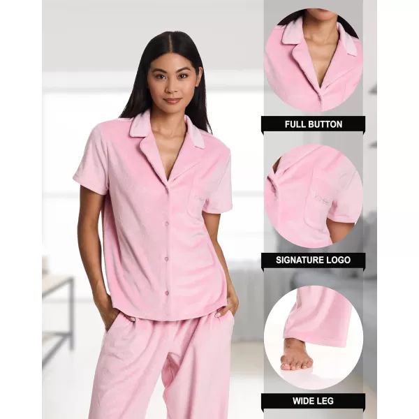 imagebebe Debossed Velour Pajamas for Women Pink or Red Pajama Set Velour Set for Lounge and Sleep Mom Gifts and Ladies GiftsRose Shadow 1