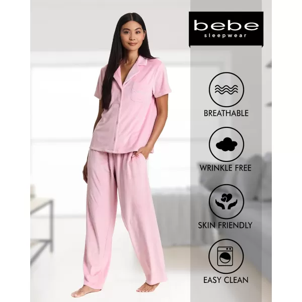 imagebebe Debossed Velour Pajamas for Women Pink or Red Pajama Set Velour Set for Lounge and Sleep Mom Gifts and Ladies GiftsRose Shadow 1