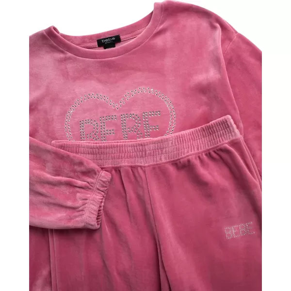 imagebebe Girls Jogger Set  2 Piece Bling Velour Crewneck Long Sleeve Shirt and Jogger Pants  Girls Athletic Clothing Set 712Rose Blush