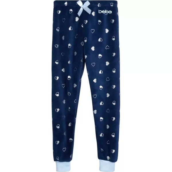 imagebebe Girls Pajama Set  Plush Fleece Sleepwear Sweatshirt and Jogger Lounge Pants 716Navy Hearts