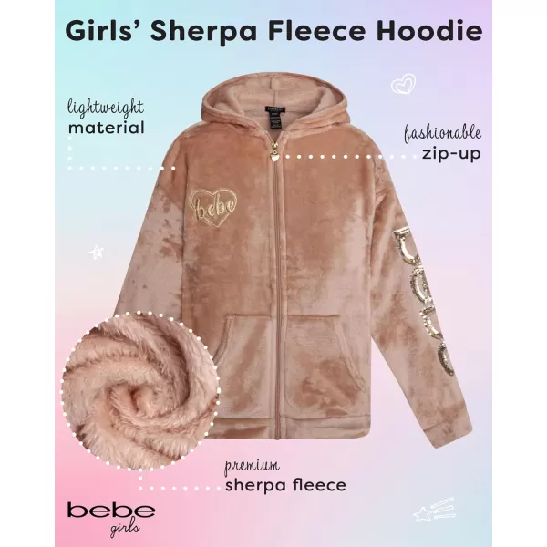 imagebebe Girls Sweatshirt  Sherpa Fleece Pullover Hoodie 716Rugby Tan