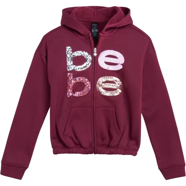 imagebebe Girls Sweatsuit Set  2 Piece Fleece Flip Sequin Hoodie and Jogger Sweatpants 716Deep Red