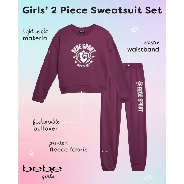 imagebebe Girls Sweatsuit Set  2 Piece Fleece Pullover Sweatshirt and Jogger Sweatpants  Girls Activewear Set Sizes 712Dark Rose