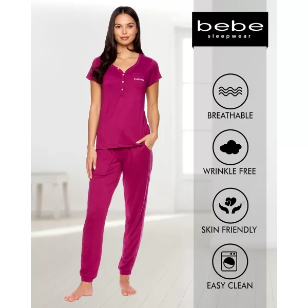 imagebebe Pajamas for Women Set Womens Pajama Set with Lace PJ Sets for Women with Top and Pajama PantsBerry