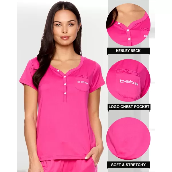 imagebebe Pajamas for Women Set Womens Pajama Set with Lace PJ Sets for Women with Top and Pajama PantsFuchsia