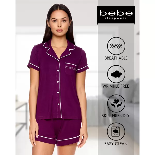 imagebebe Short Sleeve Pajama Set for Women PJ Set for Women Cute Womens Pajama Set with Shorts Button Up Lounge SetsDeep Purple