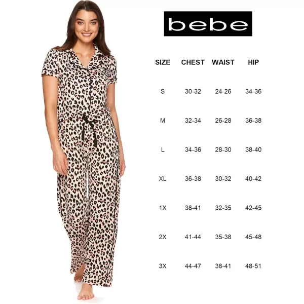 imagebebe Womens 2 Piece Notch Collar Short Sleeve Button Down Shirt and Long Pajama Pants SetPale Peach 24