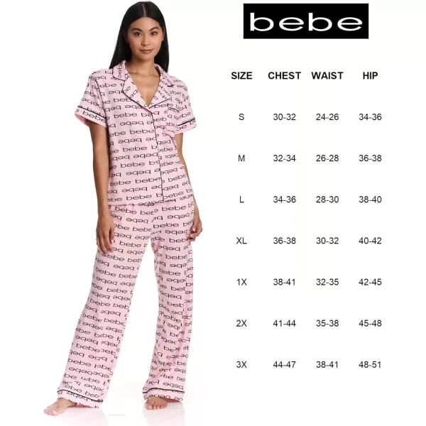 imagebebe Womens 2 Piece Notch Collar Short Sleeve Button Down Shirt and Long Pajama Pants SetRose Shadow